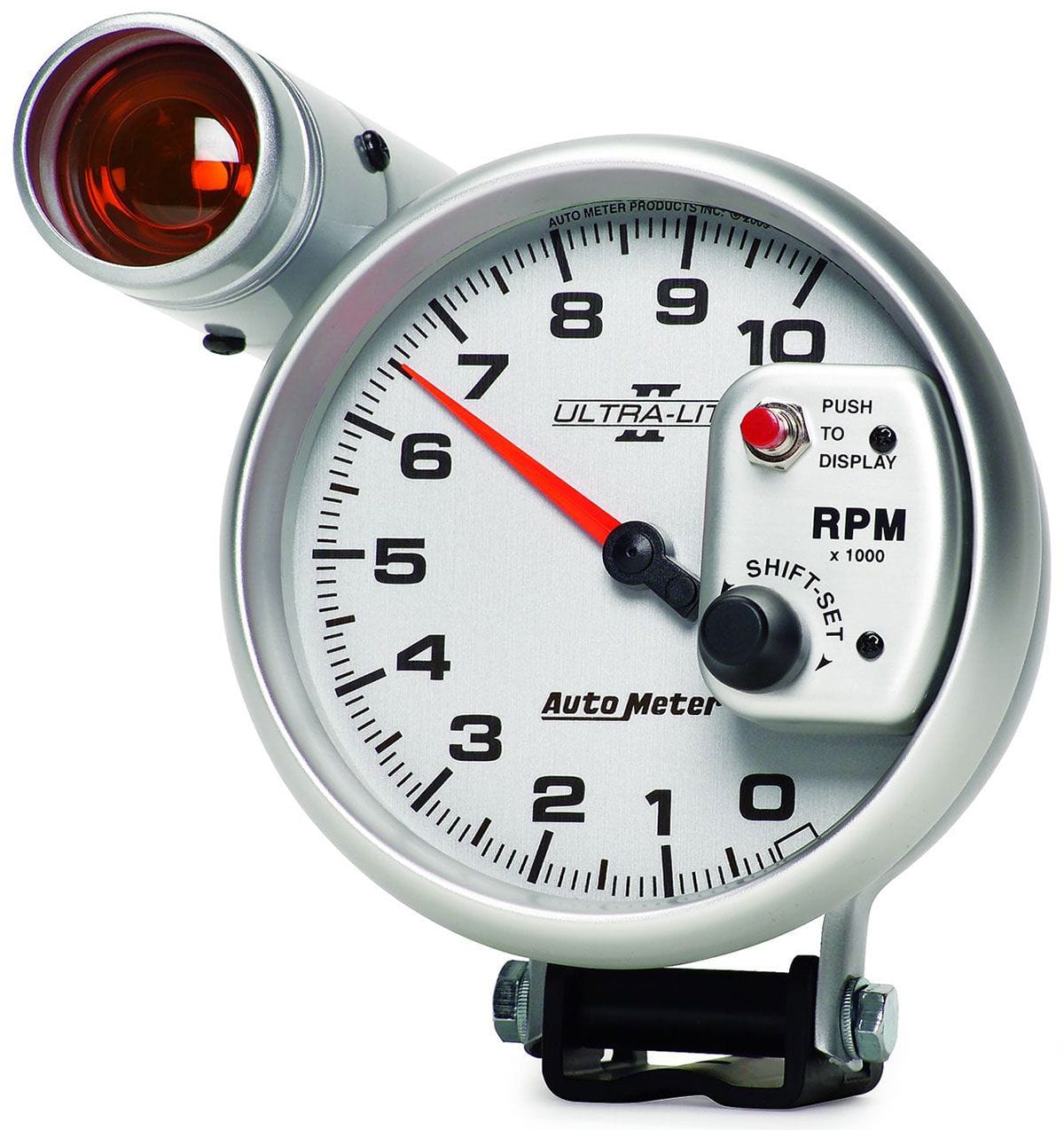 AUTOMETER 5", Pedestal Mount, External incandescent Shift-Lite w/Amber lens, 0- Auto Meter Ultra-Lite II Series Shift-Lite Tachometer AU4999 SR