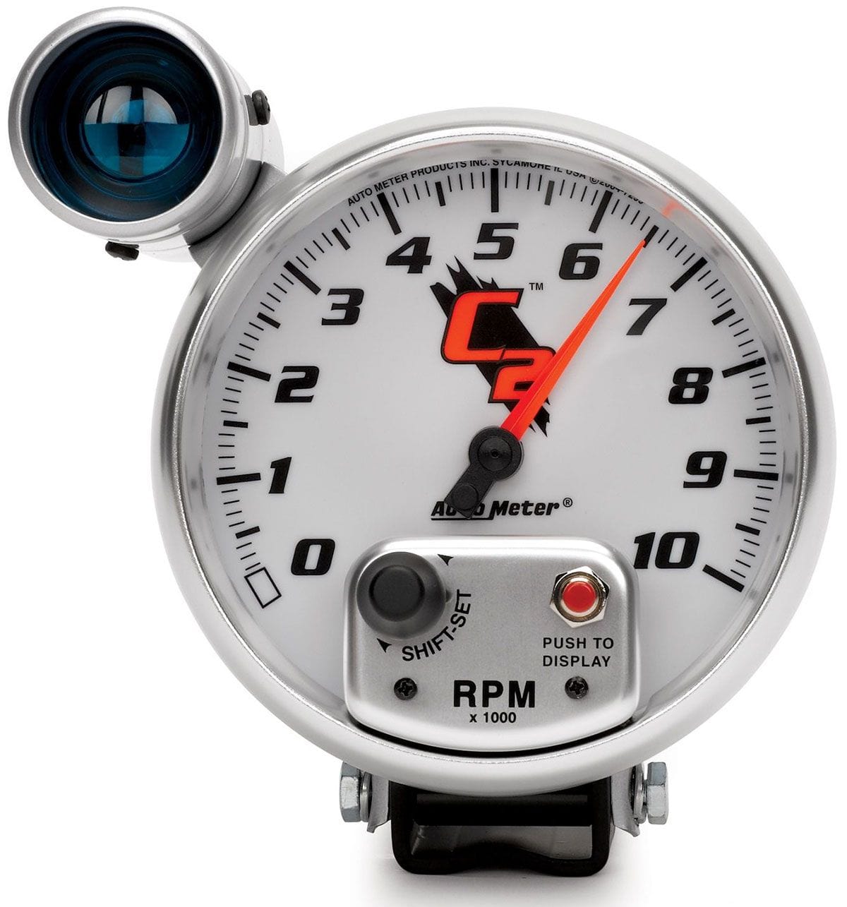 AUTOMETER 5", Pedestal Mount, External incandescent Shift-Lite w/Blue lens, 0-1 Auto Meter C2 Series Shift-Lite Tachometer AU7299 SR