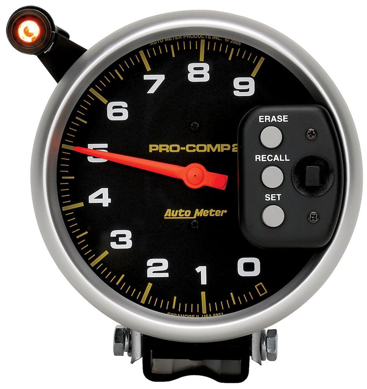 AUTOMETER 5", Pedestal Mount, Single Range, Peak RPM Memory, 0-9,000 rpm Auto Meter Pro-Comp Series II Tachometer AU6851 SR