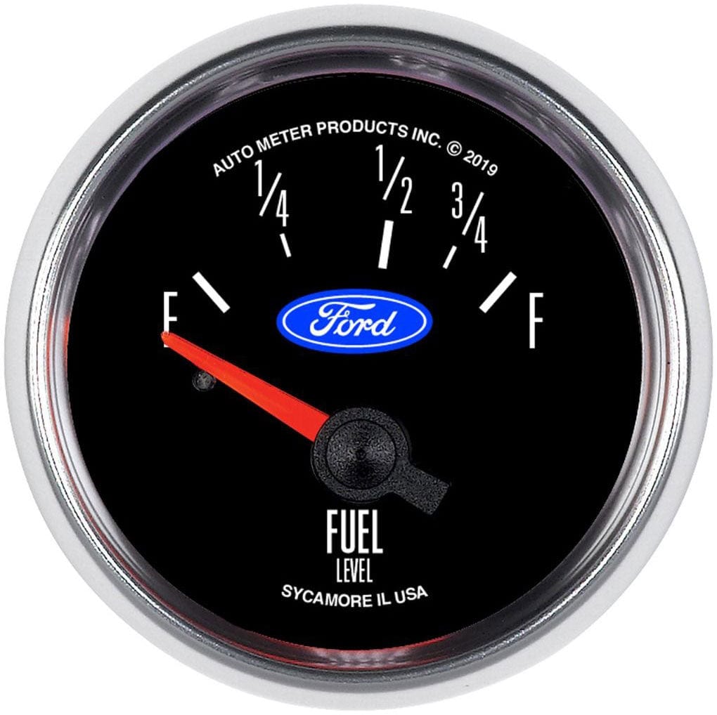 AUTOMETER 73-10 ohms Auto Meter Ford Logo Series 2-1/16" Fuel Level Gauge, Chrome Bezel AU880820 SR