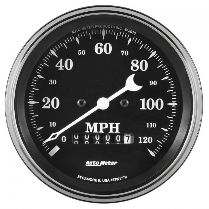 AUTOMETER Auto Meter Old Tyme 3-3/8" Black 120mph Electronic Speedo AU1779 SR