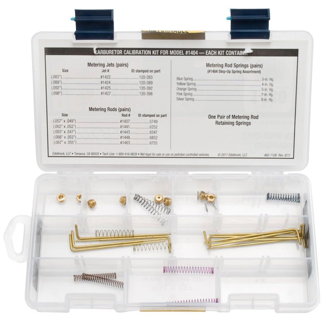 EDELBROCK For ED1403, ED1404, ED1801, ED1802, ED1803, ED1804 Edelbrock Calibration Kit for Performer & Thunder Series Carburettors ED1486 SR