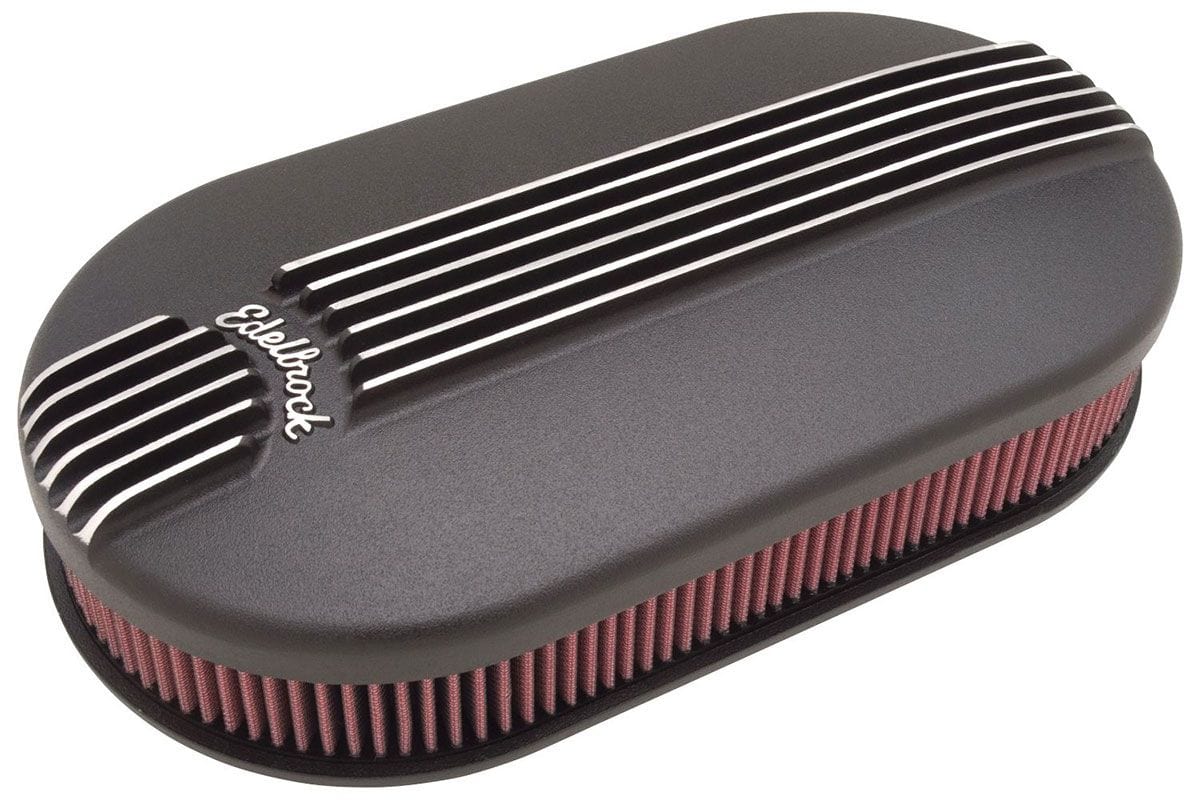 EDELBROCK Large Oval for Dual-Quads with 2.4" element, 6-7/16" centre to centre Edelbrock Classic Series Air Cleaners - Black Finish ED41193 SR