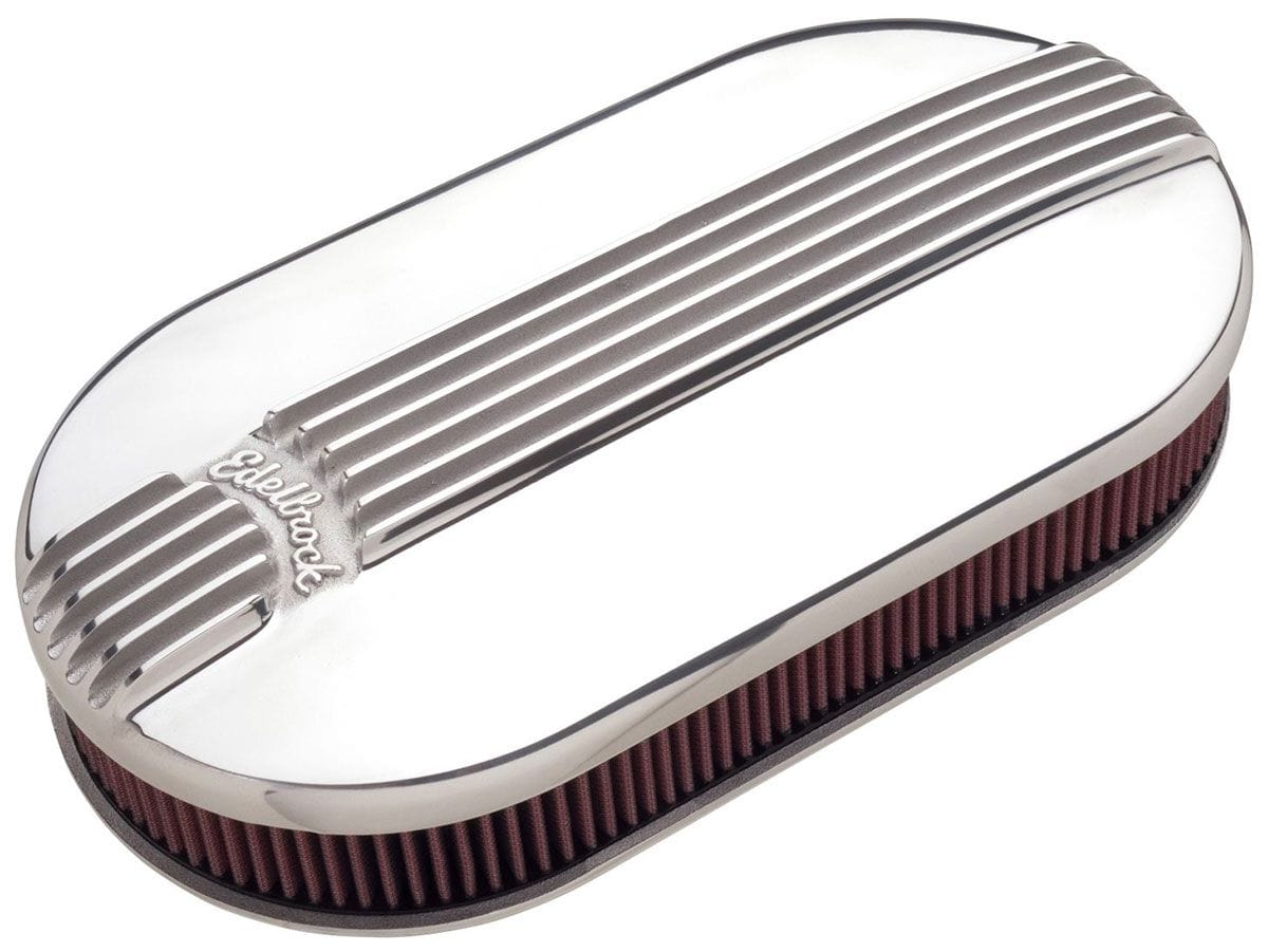 EDELBROCK Large Oval for Dual-Quads with 2.4" element, 6-7/16" centre to centre Edelbrock Classic Series Air Cleaners - Polished Finish ED4119 SR