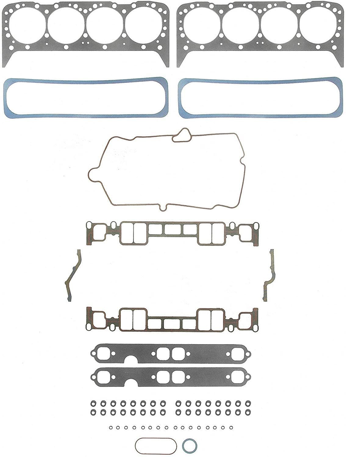 FELPRO Suit SB Chev 350 With Plastic Intake Gaskets, Cetner bolt Valve cover Felpro Marine Gasket Head Set FE17232 SR