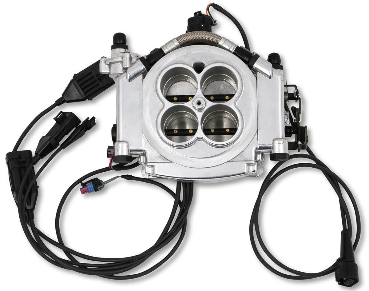 HOLLEY 800 cfm 4 Injector Throttle Body, 650 HP Forced Induction Holley Sniper EFI 4BBL Self Tuning System - Shiny Finish HO550-518 SR