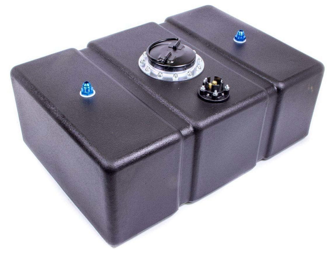 JAZ 1 x -8AN Outlet, 1 x -8AN Rollover Vent Jaz Products 16 Gallon Flat Bottom Pro Street Poly Fuel Cell (Black) with Foam JAZ202-016-01 SR