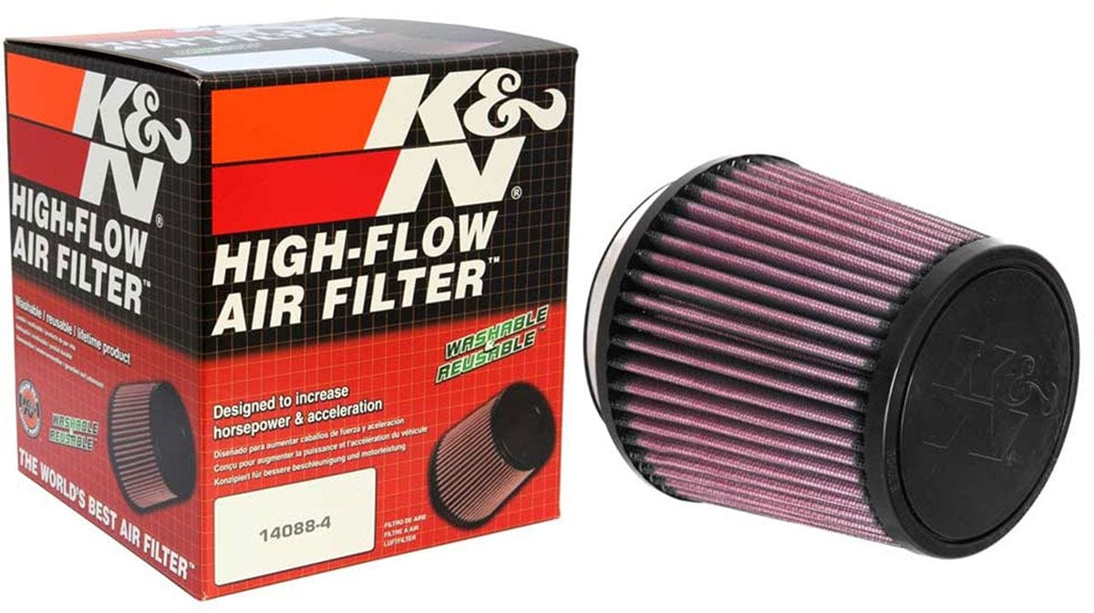 K&N 5 in (127 mm) H x 5.375 in (137 mm) Base OD x 4.5 in (114 mm) Top OD - KNRU-3600 K&N K&N Universal Clamp On Filter Fits 4 in (102 mm) KNRU-3600 SR