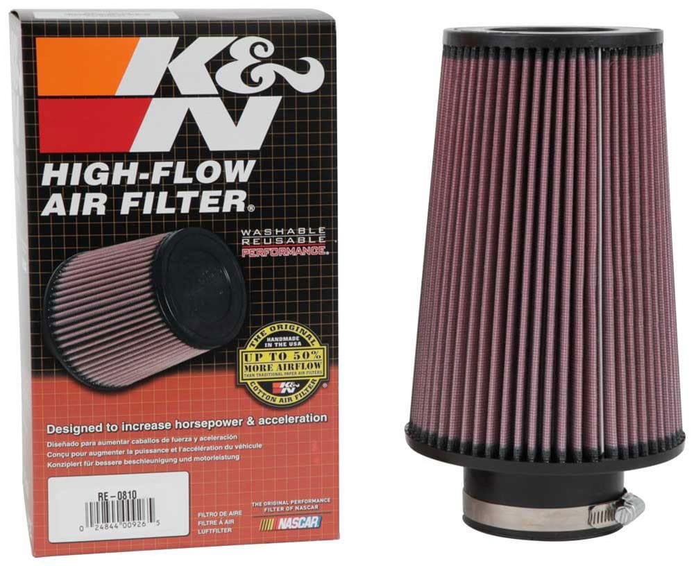 K&N 9 in (229 mm) H x 6 in (152 mm) Base OD x 4.625 in (117 mm) Top OD - KNRE-0810 K&N K&N Universal Clamp On Filter Fits 3 in (76 mm) KNRE-0810 SR