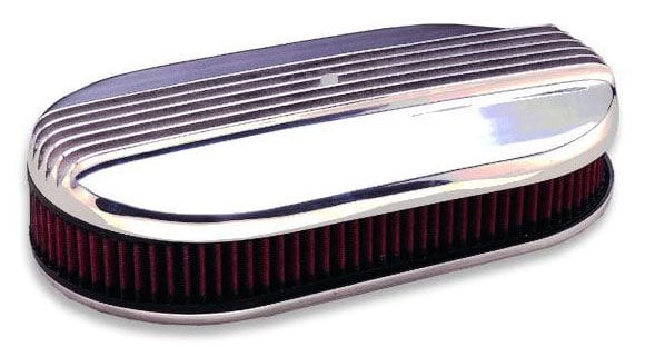 MOONEYES Suit Single Carburettor, Oval 15" x 8" x 2" Mooneyes Finned Aluminium Air Cleaner MNMP710 SR
