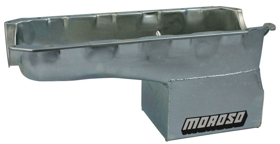 MOROSO Clear Zinc Finish, Road Race Rear Sump Suit Chev LS Series With Filte Moroso Steel Wet Sump Oil Pan, 6" Deep, 6.6L MO20142 SR