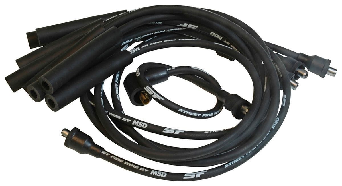 MSD 8.0mm, Black, Multi-Angle Boots, Socket Type Distributor Cap, Chrysle MSD Street Fire Ignition Lead Set MSD5530 SR