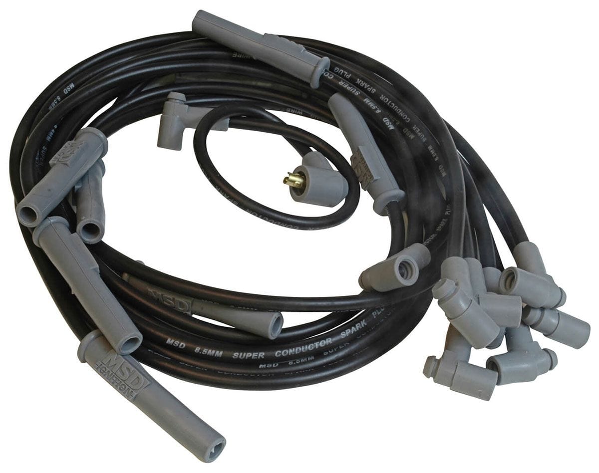 MSD 8.5mm, Black, Chrysler 383-440 V8, HEI Distributor Cap Terminal MSD Super Conductor Spark Plug Lead Set MSD32733 SR