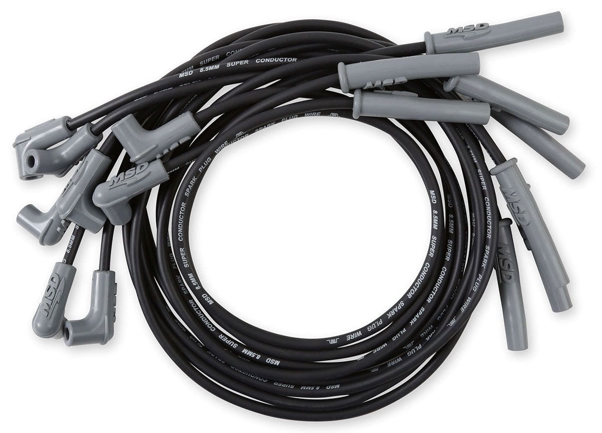 MSD 8.5mm, Black, Suit LS Series Engines With Coil Relocation MSD Super Conductor Spark Plug Lead Set MSD32073 SR