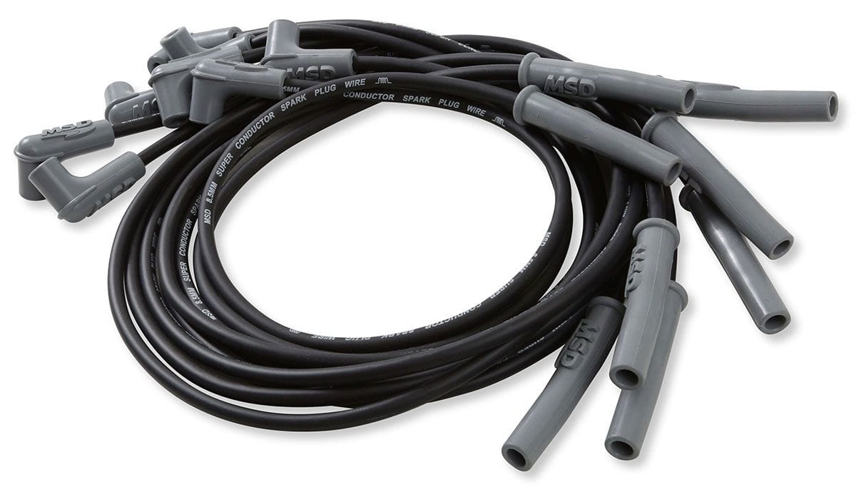 MSD 8.5mm, Black, Suit LS Series Engines With Coil Relocation MSD Super Conductor Spark Plug Lead Set MSD32073 SR