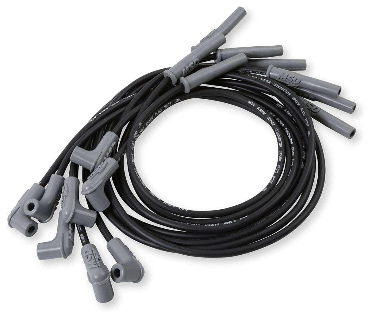 MSD 8.5mm, Black, Suit LS Series Engines With Coil Relocation MSD Super Conductor Spark Plug Lead Set MSD32073 SR