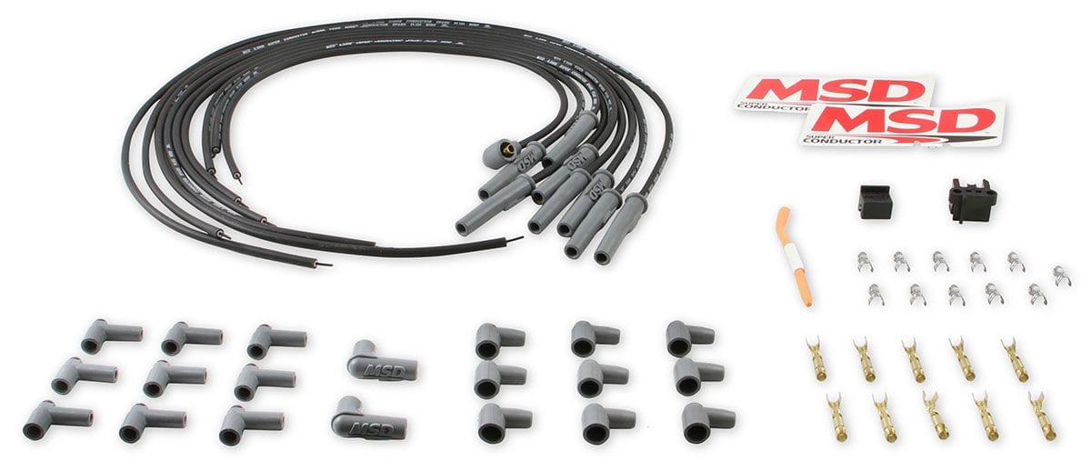 MSD 8.5mm, Black, Universal 8 Cyl Multi-Angle Plug/Socket & HEI Distribut MSD Super Conductor Spark Plug Lead Set MSD31193 SR