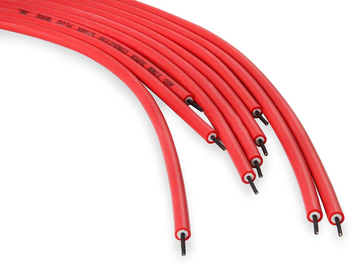 MSD 8.5mm, Red, Universal 8 Cyl 90Â° Plug/90Â° HEI Distributor Cap Termin MSD Super Conductor Spark Plug Lead Set MSD31229 SR