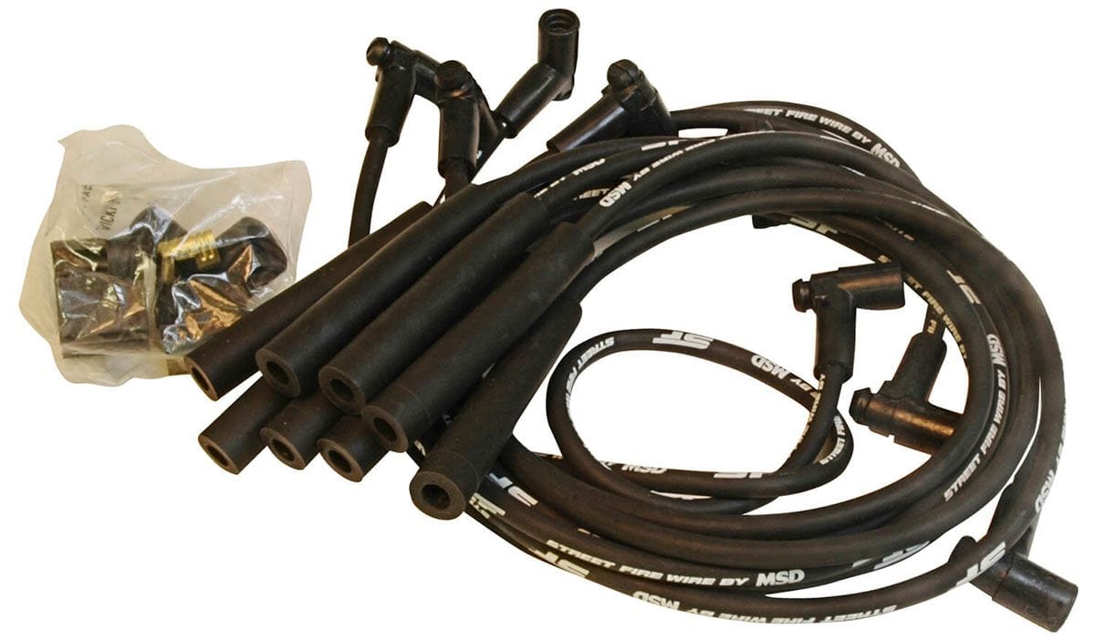 MSD 8mm, Black, Multi-Angle Plug Boots, HEI, BB Chevy MSD Street Fire Ignition Lead Set MSD5567 SR