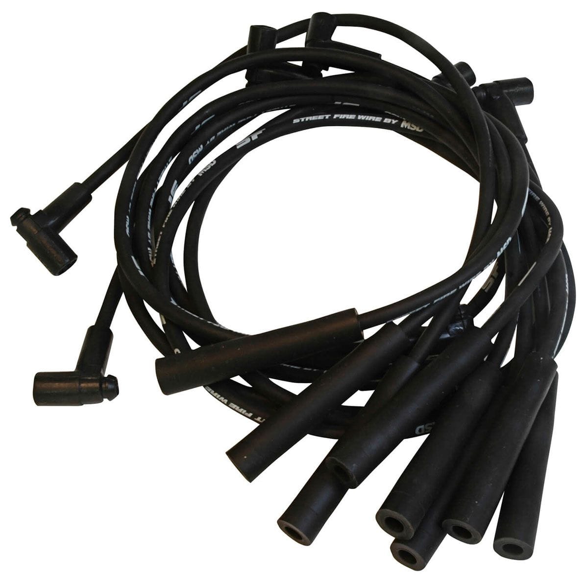 MSD 8mm, Black, Multi Angle Plug Boots, HEI Distributor Cap, BB Chevy MSD Street Fire Ignition Lead Set MSD5560 SR