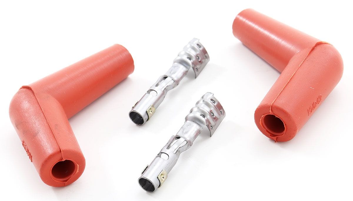 MSD Hi Temp Silicone, Orange 115° Spark Plug Boots with Terminals, 2 per MSD Pro Racing Boots MSD3326 SR