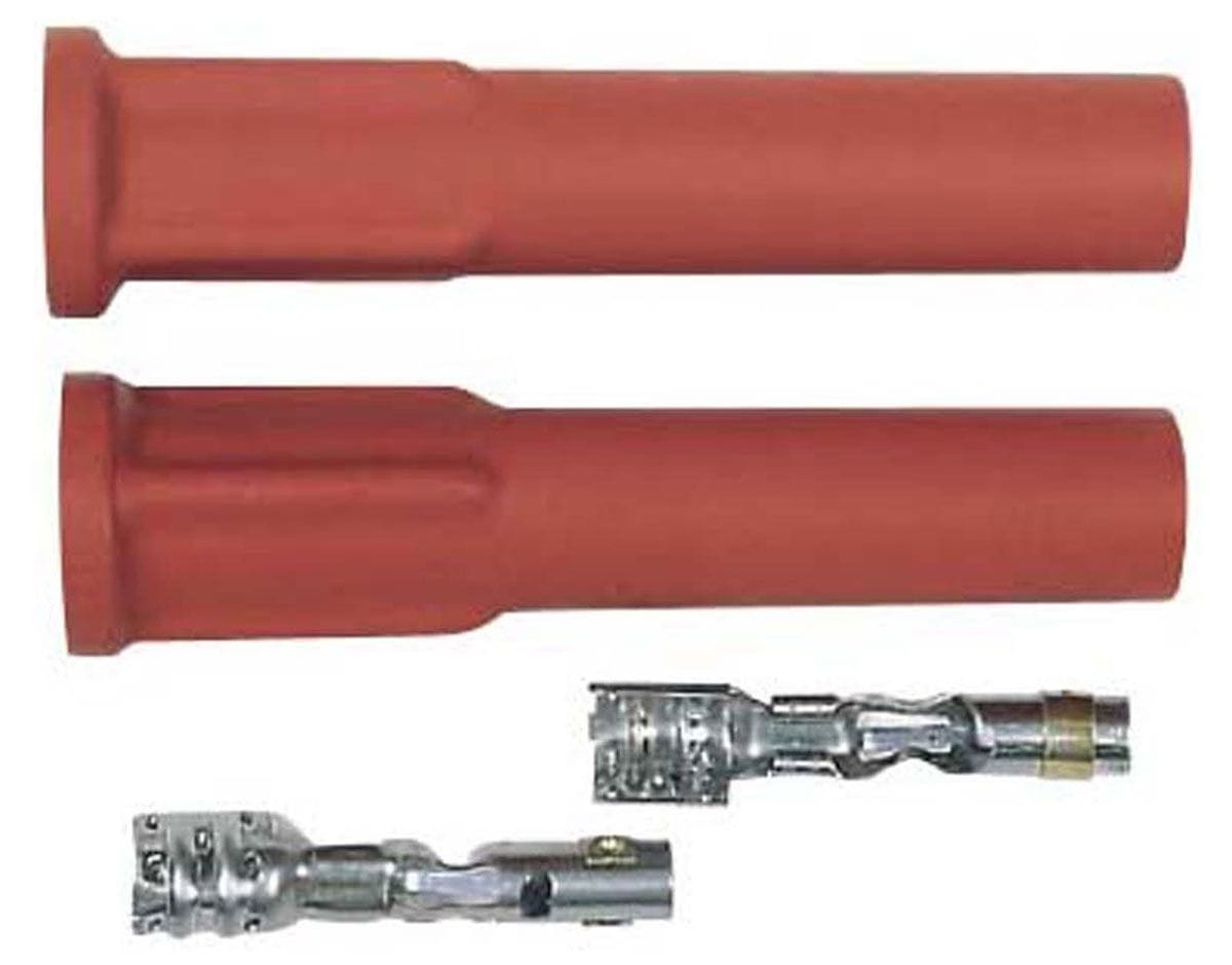 MSD Hi Temp Silicone, Orange Straight Spark Plug Boots with Terminals, 2 MSD Pro Racing Boots MSD3327 SR