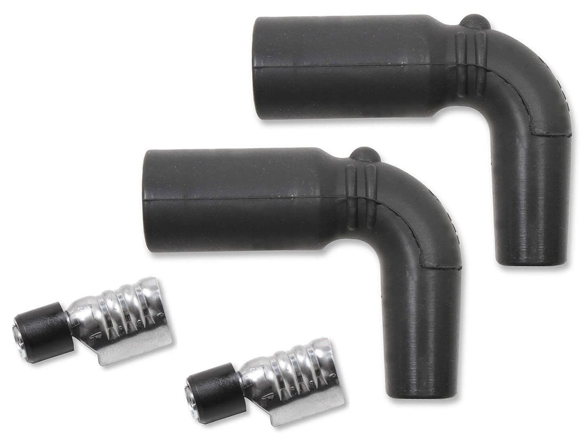 MSD LT1, Silicon, Black 90° Spark Plug Boots with Terminals, 2 per Card MSD Replacement Boots & Terminals MSD3303 SR