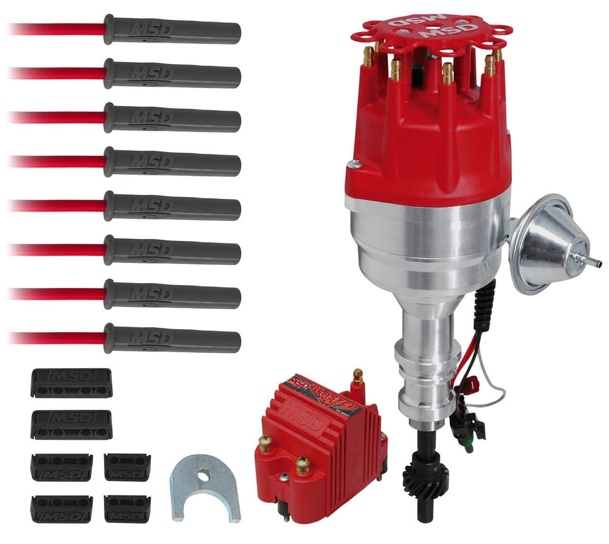 MSD Pro-Billet Distributor, Blaster SS Coil, 8.5mm Ignition Lead Set & Se MSD Ford 351W Ready to Run Ignition Kit MSD84746 SR
