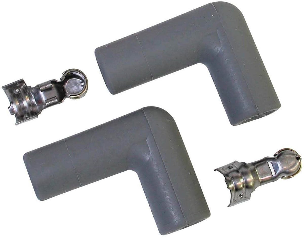 MSD Silicone, Grey 90° Spark Plug Boots (Non-Logo) with Terminals, 2 per MSD Replacement Boots and Terminals MSD3323 SR