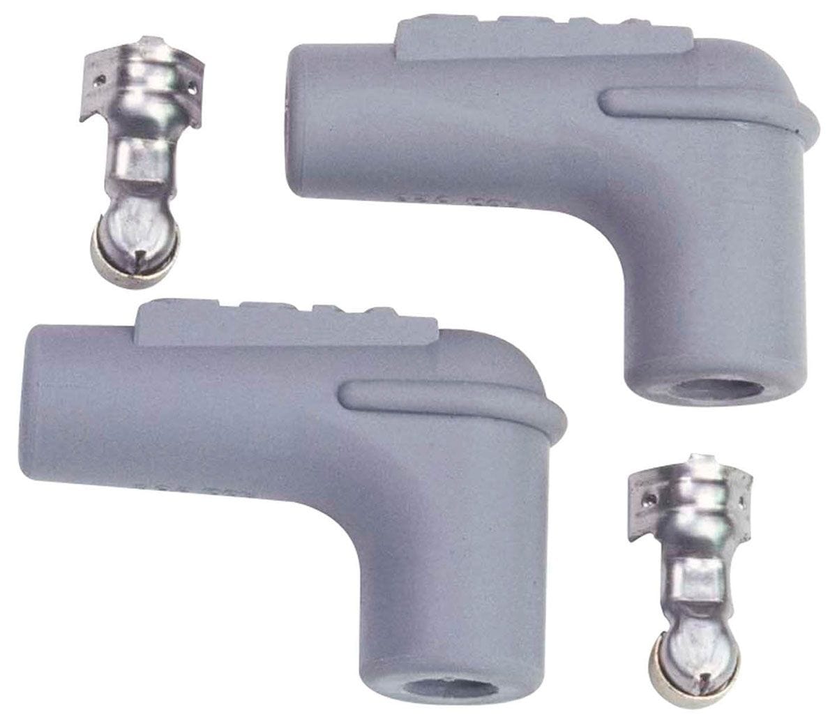 MSD Silicone, Grey 90° Spark Plug Boots with Terminals, 2 per Card MSD Replacement Boots and Terminals MSD3311 SR