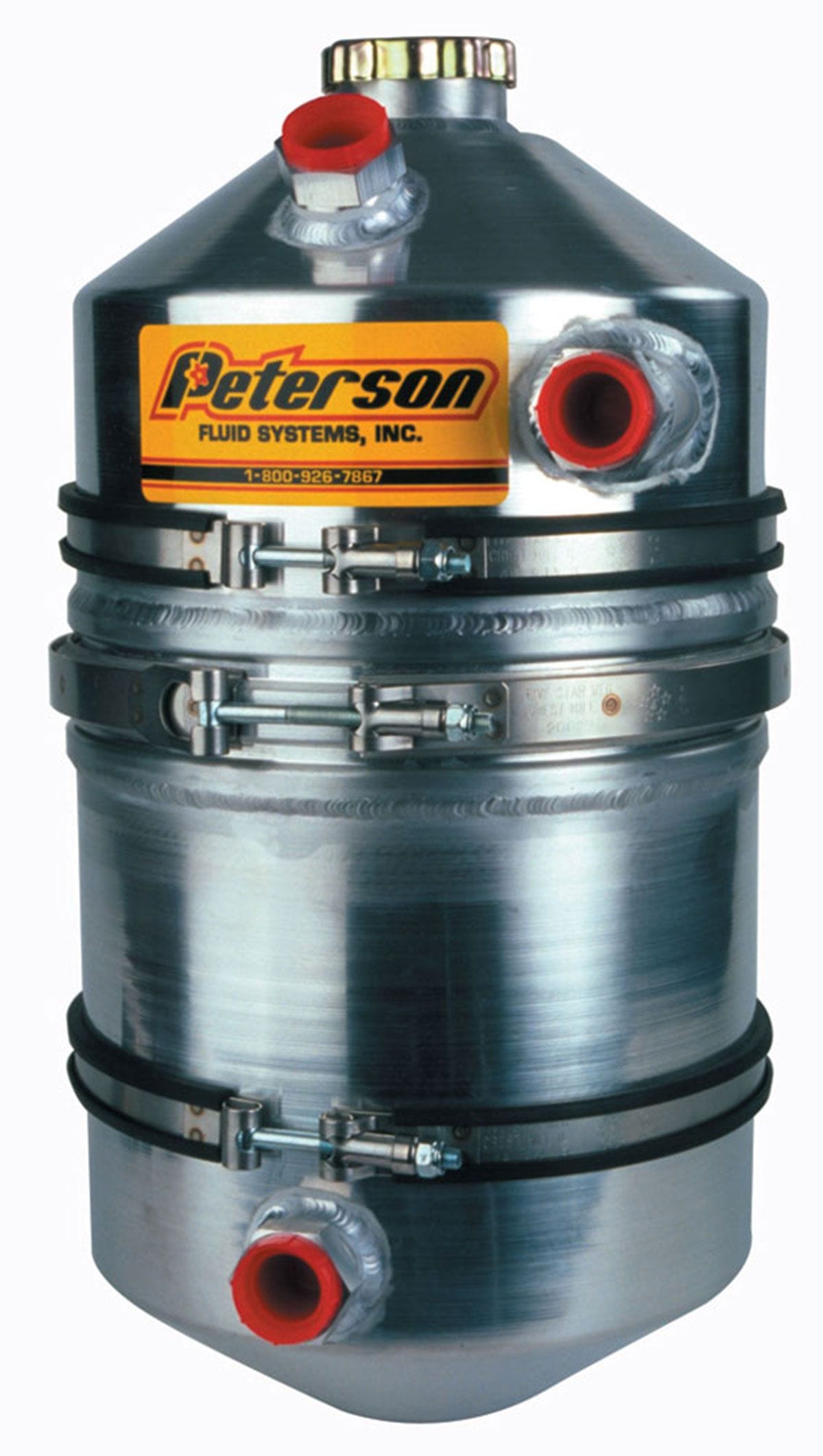 PFS 4 Gal (15.0 L), Dual Scavenge Inlet, 19" H X 9" O.D Peterson Fluid Systems Dry Sump Oil Tank PFS08-0012 SR