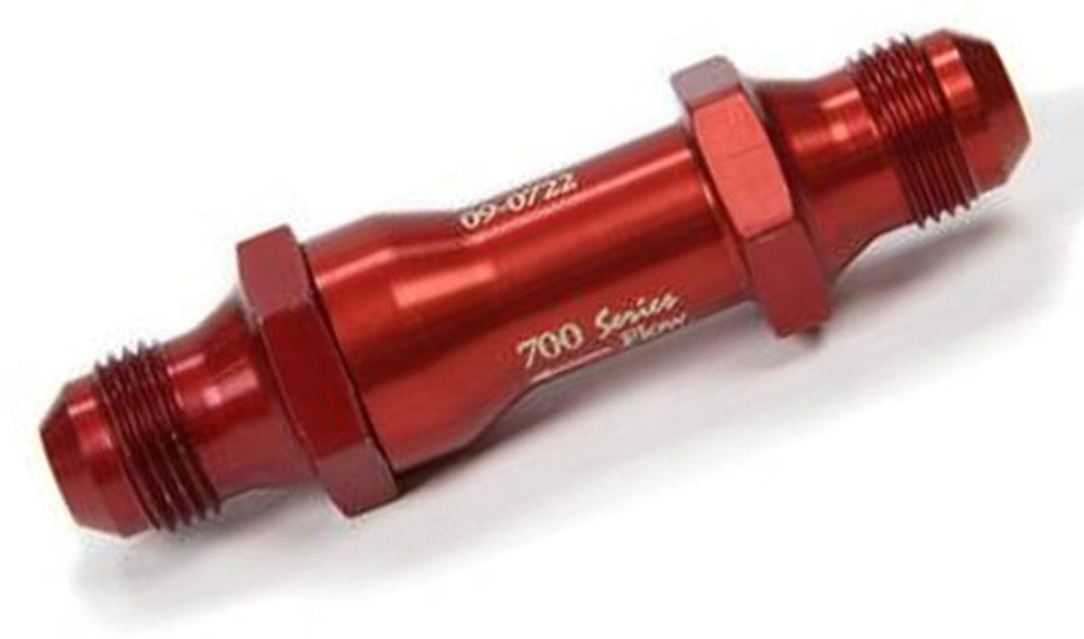 PFS -6 AN Male, 60 Micron Filter, 4" X 1-1/8" Peterson Fluid Systems 700 Series Inline Fuel Filter PFS09-0720 SR