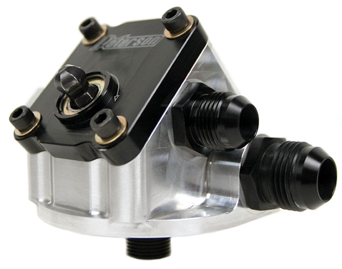 PFS Suit SB Chev Filter 13/16", -12 AN, Left To Right Flow Peterson Fluid Systems Remote Filter Mount With Primer PFS09-1502 SR