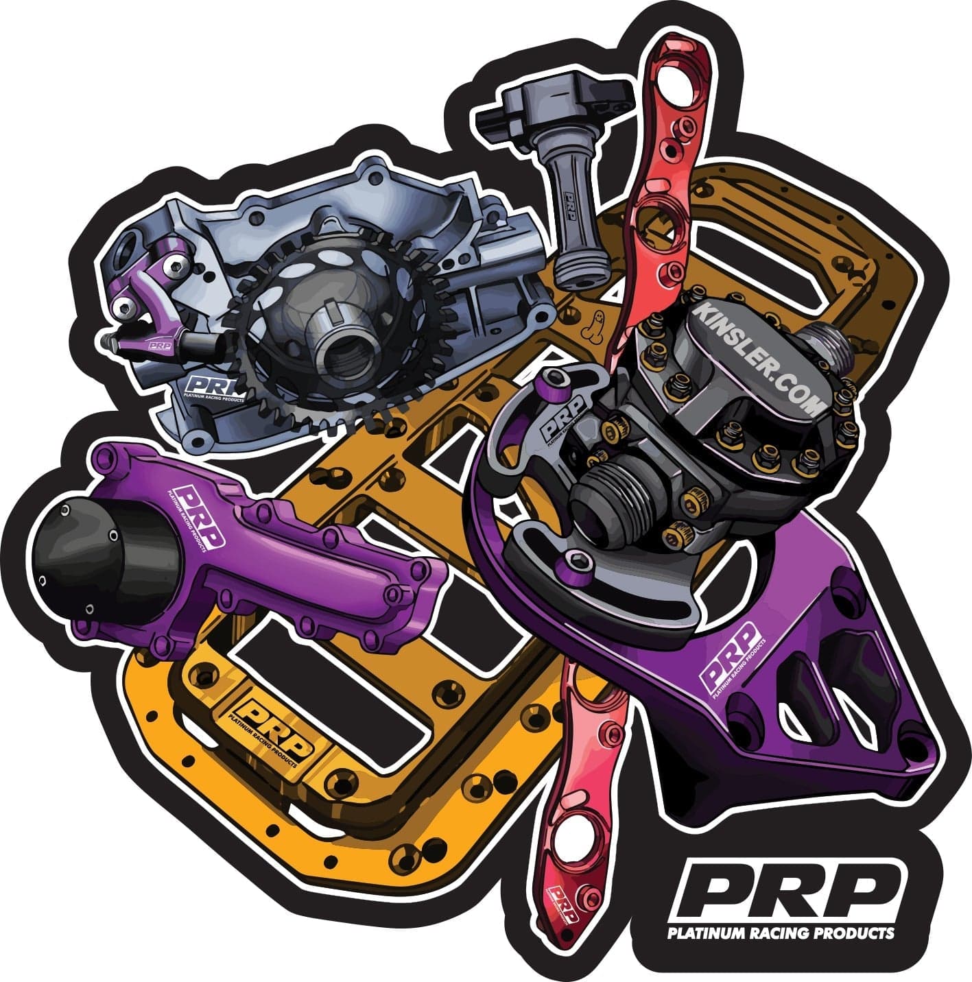 Platinum Racing Products Merchandise Black Background PRP Automotive Sticker SR