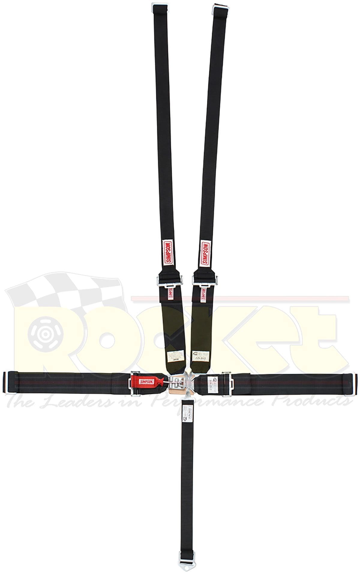 SIMPSON Black 3"/2" Wide, 55" Latch & Link, Pull Down, Wrap Around Bar Mount Simpson 5 Point Dual Harness For HANS Device SI29064BK-HN SR