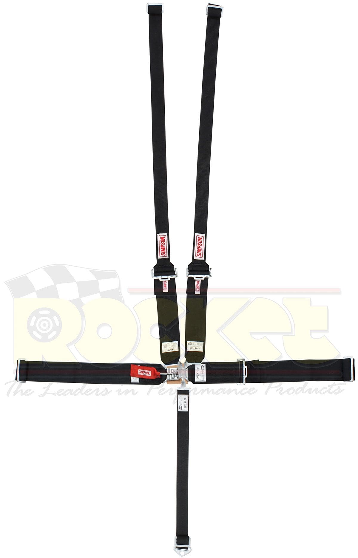 SIMPSON Black 3"/2" Wide, Latch & Link, Pull Down, No Right Side Adjuster Simpson SI29066BK-HN - SPRINTCAR BELTS 2" SHOULDER SR