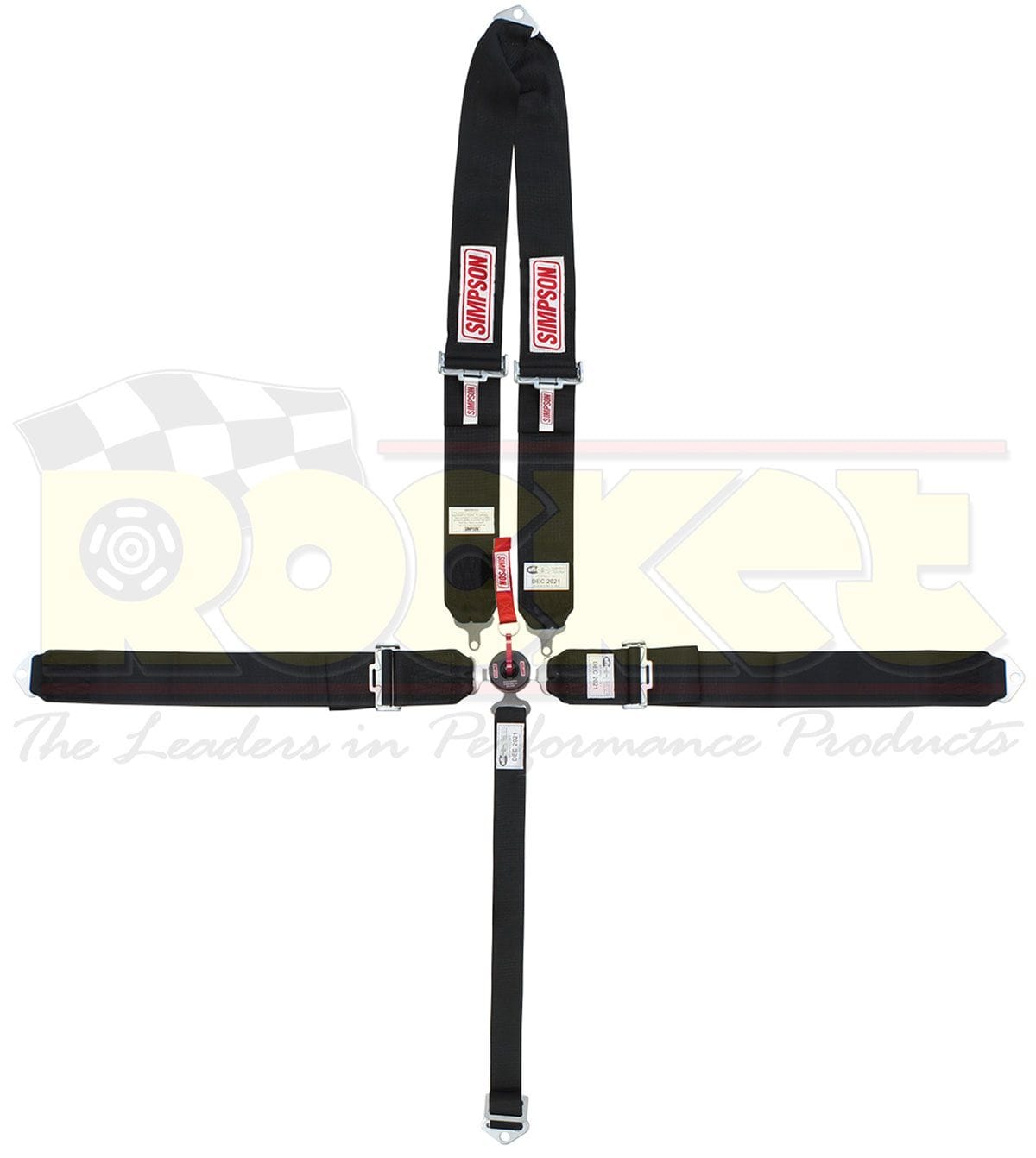 SIMPSON Black 55" Camlock, Pull Down, Roll Bar V Harness, Bolt In Simpson V Mount Harness SI29108BK SR