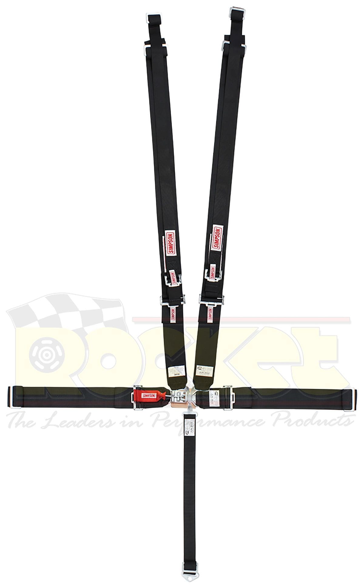Simpson Black 55" Latch & Link, Pull Down, Wrap Around Bar Mount Simpson 5 Point Dual Harness For HANS Device SI29064BK-HD SR