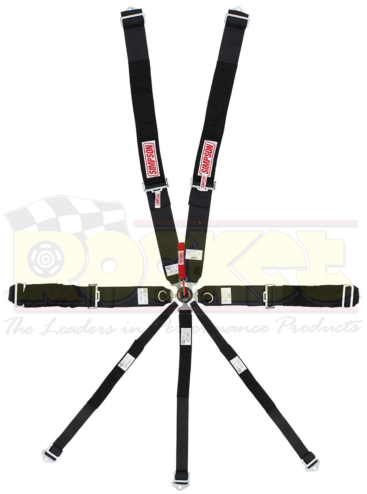 SIMPSON Black Camlock, Pull Down, Bolt In Suit Funny Car & Dragster Simpson Drag Racing 7 Point Harness SI29115BK SR