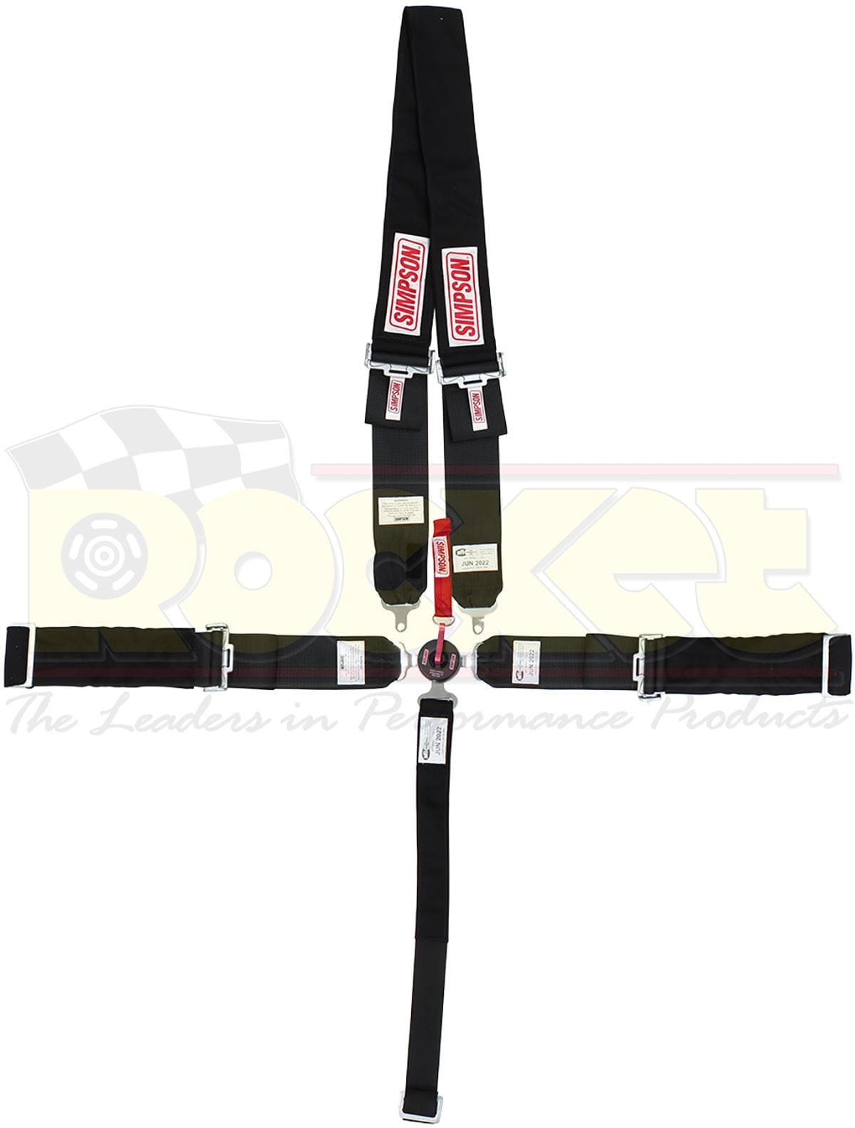 SIMPSON Black Camlock, Pull Down, Wrap Around, Covered In Nomex Simpson Drag Racing 5 Point Harness SI29116BK SR
