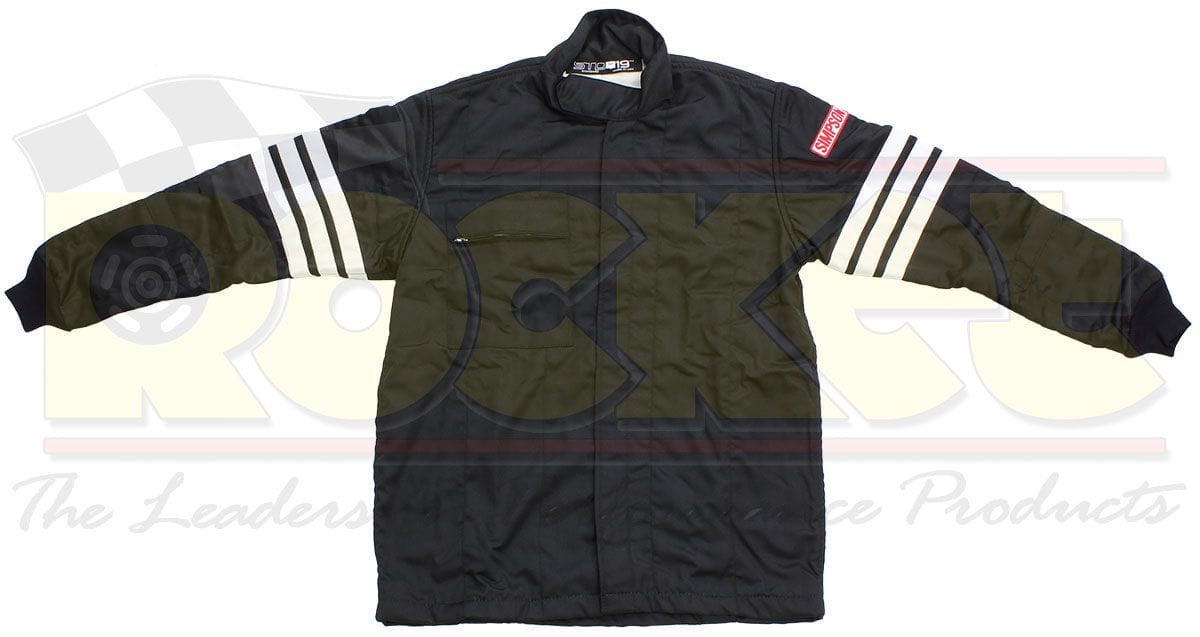 SIMPSON Large, Black Gabardine Nomex SFI-5 Simpson 2 Layer Driving Jacket SI0402312 SR