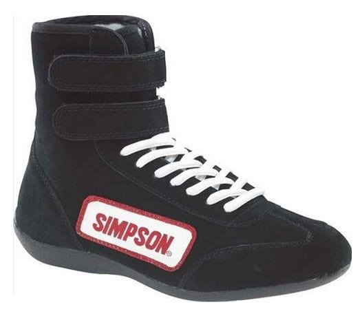 SIMPSON Size 11 Black, SFI Approved Simpson High Top Driving Shoe SI28110BK SR