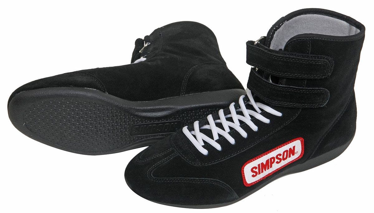 SIMPSON Size 11 Black, SFI Approved Simpson High Top Driving Shoe SI28110BK SR