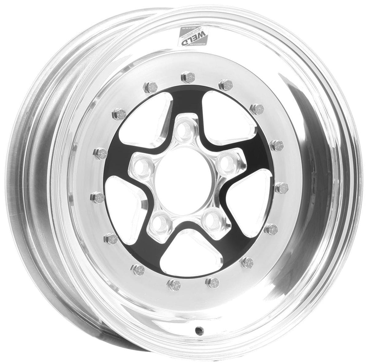 WELD 5 x 4.5" Bolt Circle with 1.75" Backspace Weld Racing AlumaStar 2.0 15 x 4" Wheel - Black Center/Polished Outter Finish WE788B-504202 SR