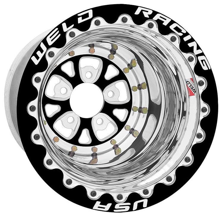 WELD 5 x 4.5" Bolt Circle with 3" Backspace Weld Racing V-Series 15 x 10" Wheel, Black Center, Single Beadlock for M/T WE84B-510206F SR