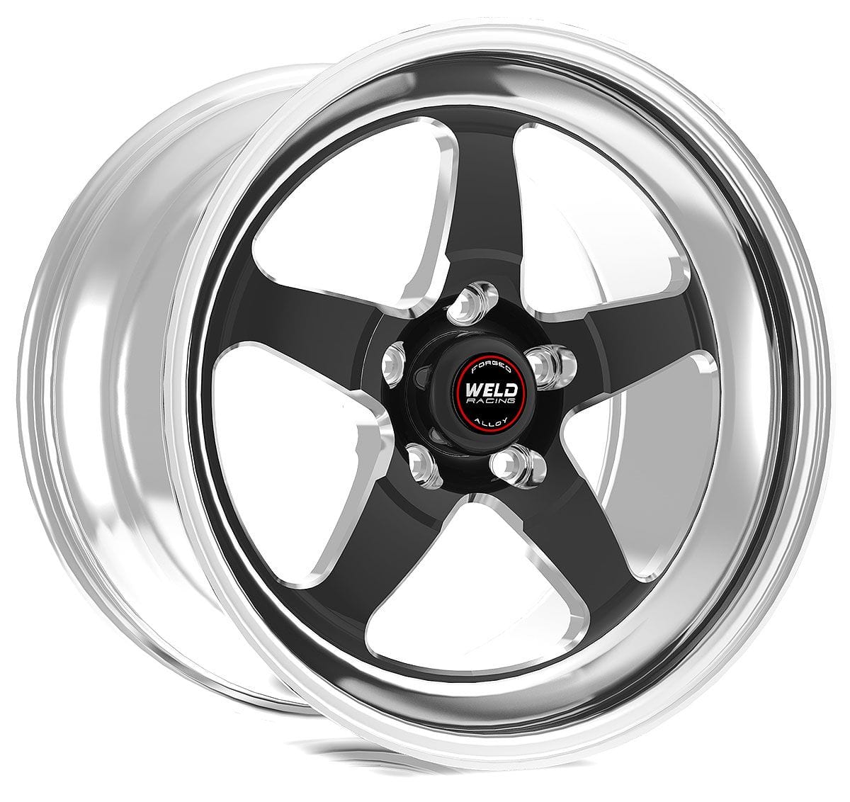 WELD 5 x 4.5" Bolt Circle with 4.5" Backspace. Low Pad Height Weld Racing RT-S S71 15 x 7.3" Wheel, Polished with Black Center WE71LB-507A45A SR