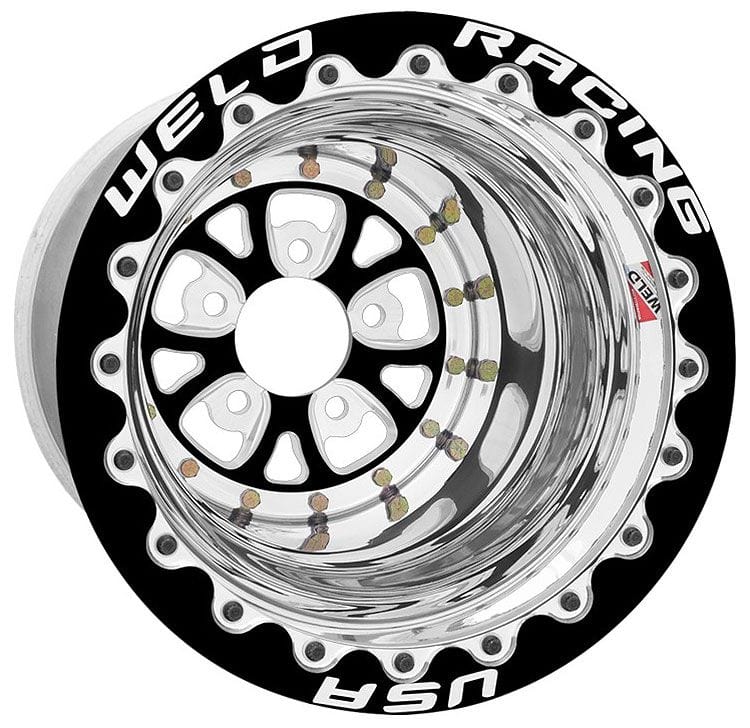 WELD 5 x 4.75" Bolt Circle with 4" Backspace Weld Racing V-Series 15 x 10" Wheel, Black Center, Single Beadlock for M/T WE84B510278F SR