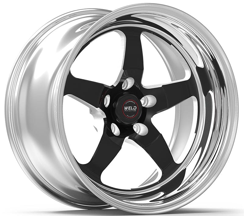 Weld Racing 5 x 4.5" Bolt Circle with 3.5" Backspace. Medium Pad Height Weld Racing RT-S S71 15 x 14.3" Wheel, Polished with Black Center WE71MB-514A35A SR
